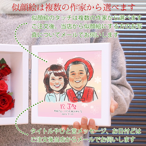 似顔絵とお祝いのタイトル等